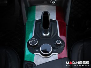 Alfa Romeo Stelvio Center Console Trim Set - Carbon Fiber - Two Piece Kit - Italian Theme - Pre '20 - Feroce Carbon 